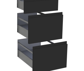 1x Kit façade meuble cuisine Noir Mat Sans Poignée 1 tiroir, 2 casseroliers H. 71,7 cm L. 39,7 cm