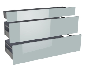 1x Kit façade meuble cuisine Gris Cendre Brillant 1 tiroir, 2 casseroliers H. 71,7 cm L. 119,7 cm