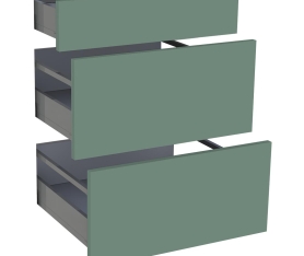 1x Kit façade meuble cuisine Vert Sauge Mat 1 tiroir, 2 casseroliers H. 71,7 cm L. 59,7 cm