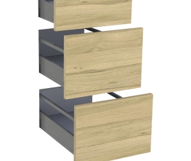 1x Kit façade meuble cuisine Chêne Clair 1 tiroir, 2 casseroliers H. 71,7 cm L. 39,7 cm