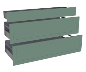 1x Kit façade meuble cuisine Vert Sauge Cadre 1 tiroir, 2 casseroliers H. 71,7 cm L. 119,7 cm