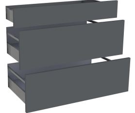 1x Kit façade meuble cuisine Gris Ardoise Mat 1 tiroir, 2 casseroliers H. 71,7 cm L. 89,7 cm