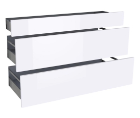 1x Kit façade meuble cuisine Blanc Brillant 1 tiroir, 2 casseroliers H. 71,7 cm L. 119,7 cm