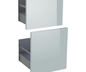 1x Kit façade meuble cuisine Gris Cendre Brillant 2 casseroliers H. 71,7 cm L. 39,7 cm
