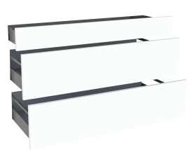 1x Kit façade meuble cuisine Blanc Chaud Mat 1 tiroir, 2 casseroliers H. 71,7 cm L. 119,7 cm