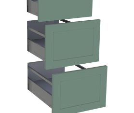1x Kit façade meuble cuisine Vert Sauge Cadre 1 tiroir, 2 casseroliers H. 71,7 cm L. 39,7 cm
