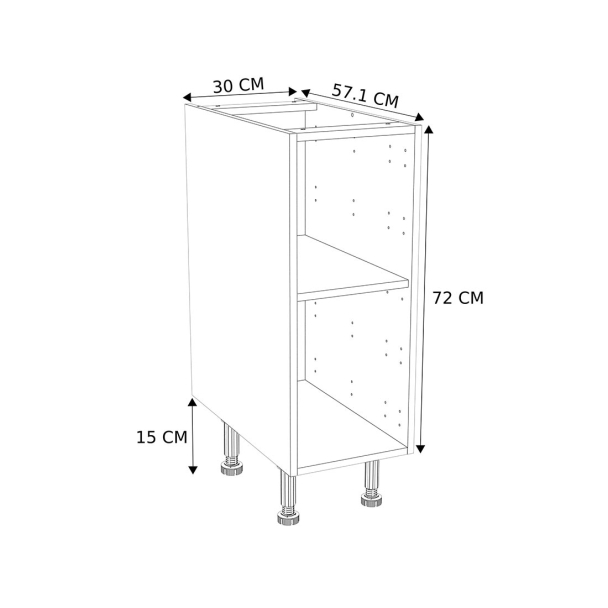 Caisson Meuble bas cuisine Blanc H. 72 cm x L. 30 cm