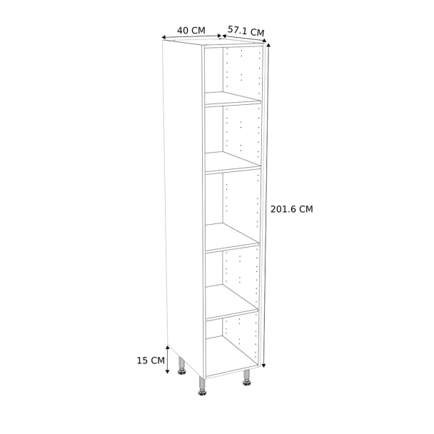 Caisson Colonne cuisine Blanc H. 201,6 cm x L. 40 cm