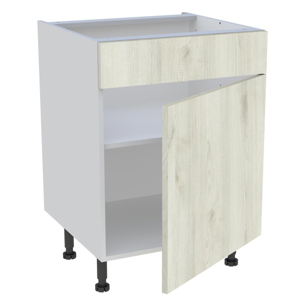 Meuble bas cuisine 1 porte et 1 faux tiroir H.72 cm x L. 60 cm