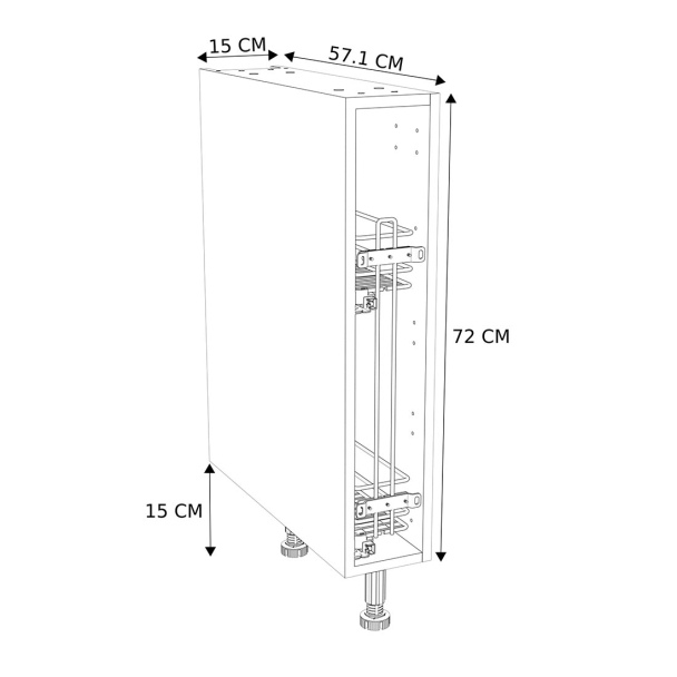 Caisson Meuble bas cuisine Blanc H. 57,1 cm x L. 15 cm