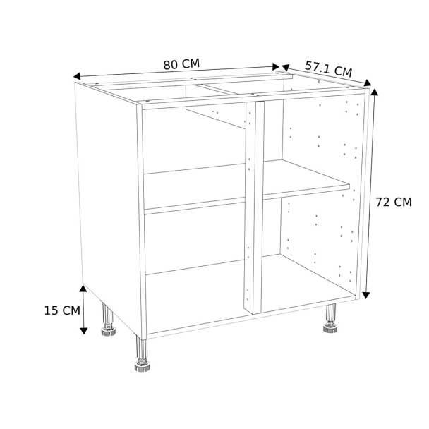 Caisson Meuble bas cuisine Blanc H. 72 cm x L. 80 cm