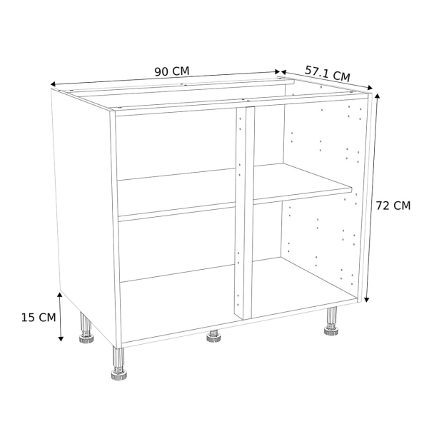 Caisson Meuble bas cuisine Blanc H. 72 cm x L. 90 cm