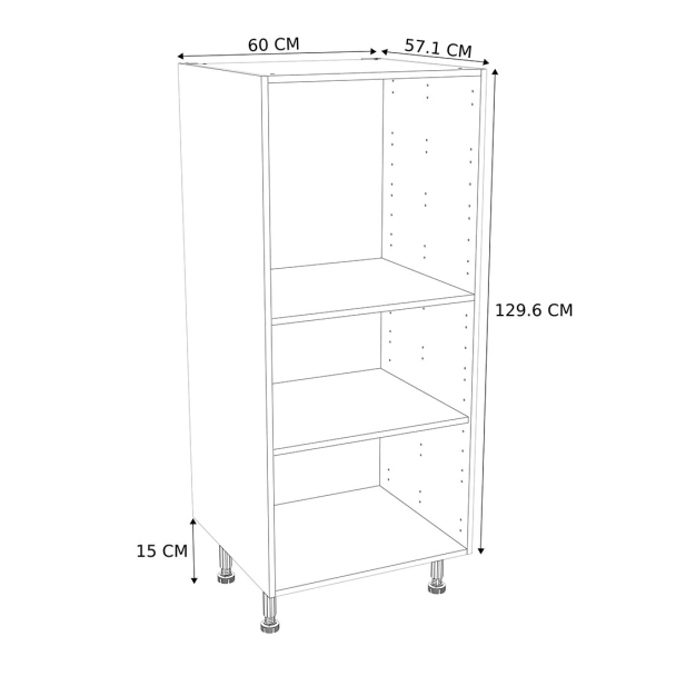 Caisson Demi-colonne cuisine Blanc H. 129,3 cm x L. 60 cm