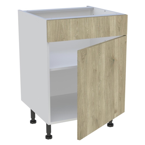 Meuble bas cuisine 1 porte et 1 faux tiroir H.72 cm x L. 60 cm