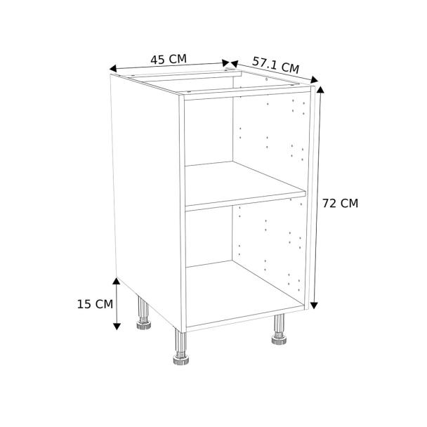 Caisson Meuble bas cuisine Blanc H. 72 cm x L. 45 cm