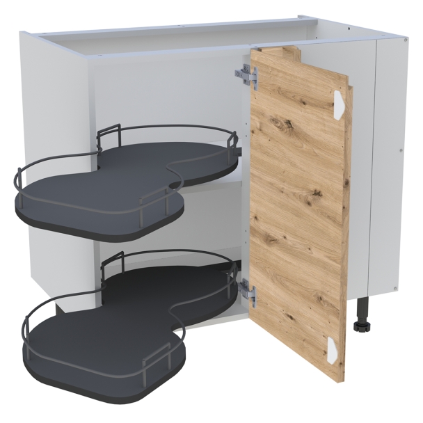 Bas 900 angle 1porte D avec plateaux gauche
