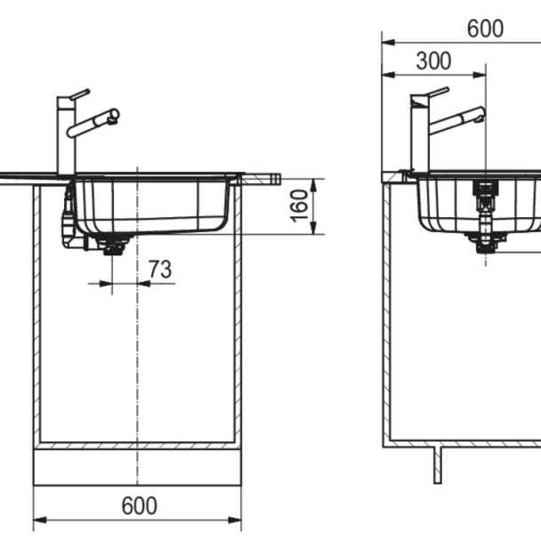 Evier 1 grande cuve avec égouttoir inox