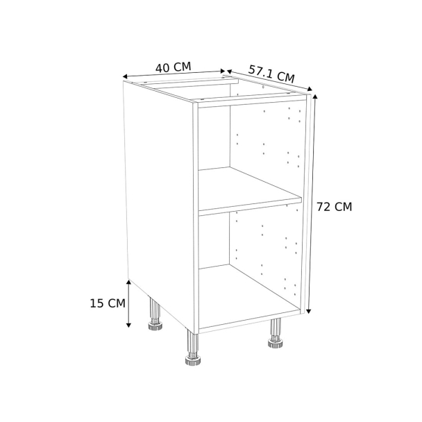 Caisson Meuble bas cuisine Blanc H. 72 cm x L. 40 cm