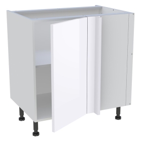 Meuble bas d'angle cuisine 1 porte H.72 cm x L. 80 cm - Blanc Brillant