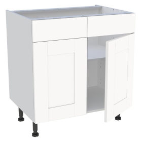 Meuble bas cuisine 2 portes et 2 faux tiroirs H.72 cm x L. 80 cm - Blanc Cadre