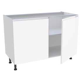 Meuble bas cuisine 2 portes H.72 cm x L. 120 cm - Blanc Brillant Sans Poignée