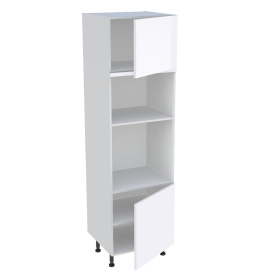 Colonne cuisine pour four et micro-ondes avec 2 portes H.201,6 cm x L. 60 cm - Blanc Brillant