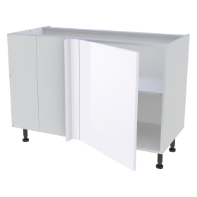 Meuble bas d'angle cuisine 1 porte H.72 cm x L. 120 cm - Blanc Brillant