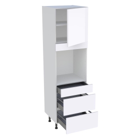 Colonne cuisine pour four avec 1 porte et 3 tiroirs H.201,6 cm x L. 60 cm - Blanc Brillant