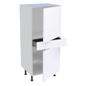 Demi-colonne cuisine 2 portes et 1 tiroir H.129,6 cm x L. 60 cm - Blanc Brillant