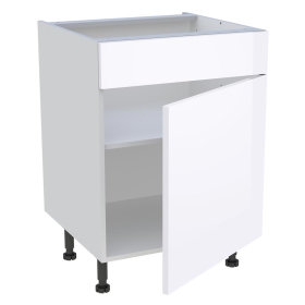 Meuble bas cuisine 1 porte et 1 faux tiroir H.72 cm x L. 60 cm - Blanc Brillant