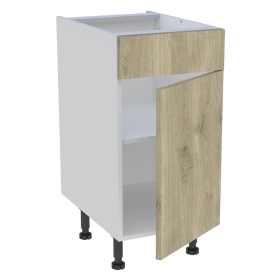 Meuble bas cuisine 1 porte et 1 faux tiroir H.72 cm x L. 40 cm - Chêne Doré