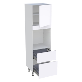 Colonne cuisine pour four avec 1 porte et 2 tiroirs H.201,6 cm x L. 60 cm - Blanc Brillant