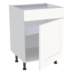 Meuble bas cuisine 1 porte et 1 faux tiroir H.72 cm x L. 60 cm - Blanc Cadre