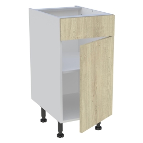 Meuble bas cuisine 1 porte et 1 faux tiroir H.72 cm x L. 40 cm - Chêne naturel