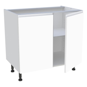 Meuble bas cuisine 2 portes H.72 cm x L. 90 cm - Blanc Mat Sans Poignée