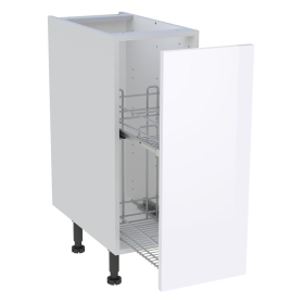 Meuble bas cuisine 1 porte coulissante pain bouteilles H.72 cm x L. 30 cm - Blanc Brillant