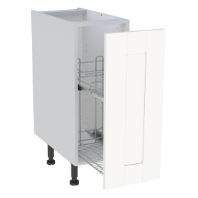 Meuble bas cuisine 1 porte coulissante pain bouteilles H.72 cm x L. 30 cm - Blanc Cadre