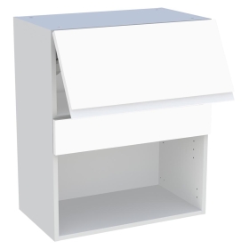 Meuble haut cuisine pour micro-ondes 1 porte relevante H.72 cm x L. 60 cm - Blanc Mat Sans Poignée