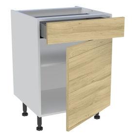Meuble bas cuisine 1 porte, 1 tiroir H.87 cm x L. 60 cm - Chêne clair