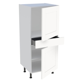 Demi-colonne cuisine 2 portes et 1 tiroir H.129,6 cm x L. 60 cm - Blanc Cadre