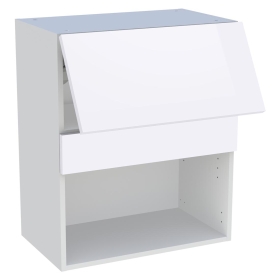 Meuble haut cuisine pour micro-ondes 1 porte relevante H.72 cm x L. 60 cm - Blanc Brillant