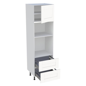 Colonne cuisine pour four et micro-ondes avec 1 porte et 2 tiroirs H.201,6 cm x L. 60 cm - Blanc Cadre