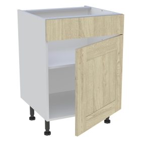 Meuble bas cuisine 1 porte et 1 faux tiroir H.72 cm x L. 60 cm - Chêne Naturel Cadre