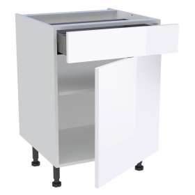 Meuble bas cuisine 1 porte et 1 tiroir H.72 cm x L. 60 cm - Blanc Brillant