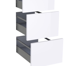 1x Kit façade meuble cuisine Blanc Brillant 1 tiroir, 2 casseroliers H. 71,7 cm L. 39,7 cm