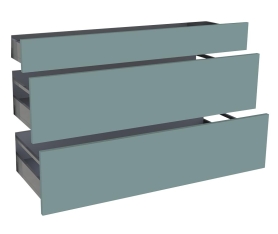 1x Kit façade meuble cuisine Vert Opale Mat 1 tiroir, 2 casseroliers H. 71,7 cm L. 119,7 cm