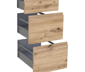 1x Kit façade meuble cuisine Chêne Naturel Sans Poignée 1 tiroir, 2 casseroliers H. 71,7 cm L. 39,7 cm