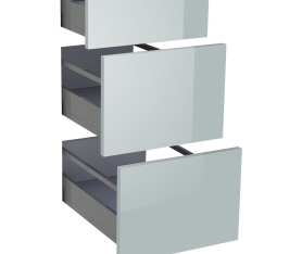 1x Kit façade meuble cuisine Gris Cendre Brillant 1 tiroir, 2 casseroliers H. 71,7 cm L. 39,7 cm