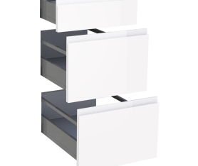 1x Kit façade meuble cuisine Blanc Brillant Sans Poignée 1 tiroir, 2 casseroliers H. 71,7 cm L. 39,7 cm