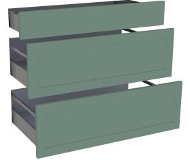 1x Kit façade meuble cuisine Vert Sauge Cadre 1 tiroir, 2 casseroliers H. 71,7 cm L. 89,7 cm